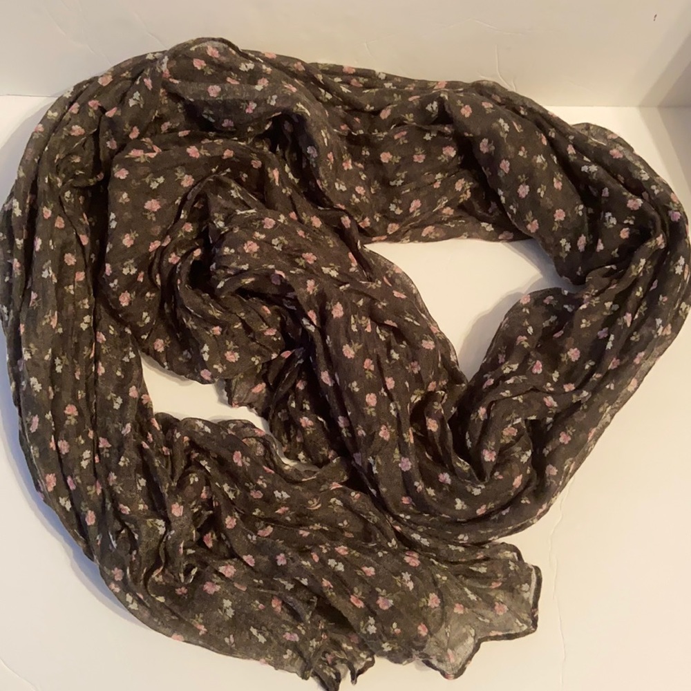 Boutique LONG OLIVE Green WITH FLOWERS SCARF